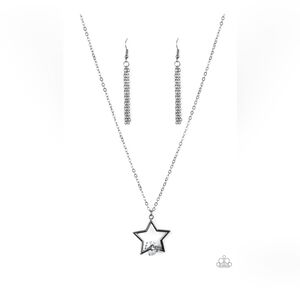 Paparazzi Starry Fireworks Black Necklace With Fish Hook Earrings